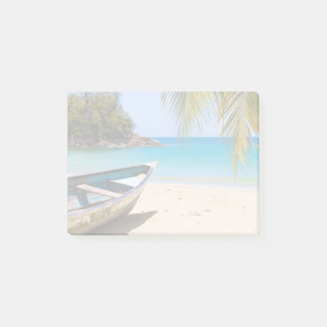 Beautiful Tropical Beach with a Rowboat Post-it Notes (Front)
