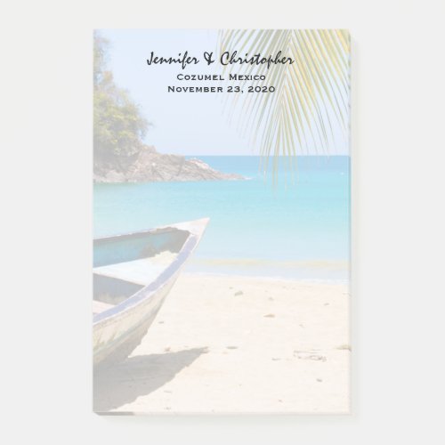 Beautiful Tropical Beach with a Rowboat Wedding Post_it Notes