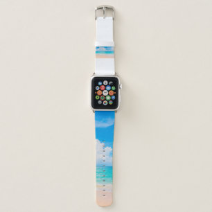 Beautiful tropical beach with blue sky and white c apple watch band