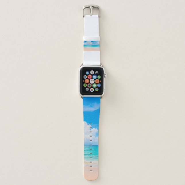 Beautiful tropical beach with blue sky and white c apple watch band (Front)