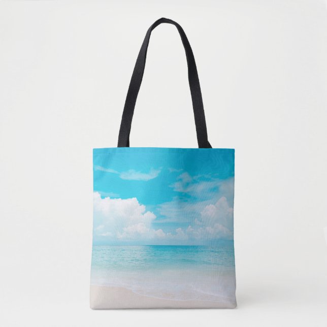 Beautiful tropical beach with blue sky and white c tote bag (Front)