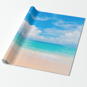 Beautiful tropical beach with blue sky and white c wrapping paper