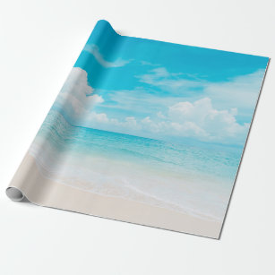 Beautiful tropical beach with blue sky and white c wrapping paper