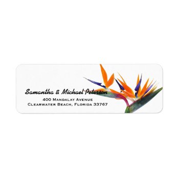 Beautiful Tropical Bird Of Paradise Flower Label by riverme at Zazzle