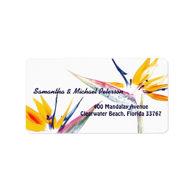 Beautiful Tropical Bird of Paradise Flowers Label (Front)