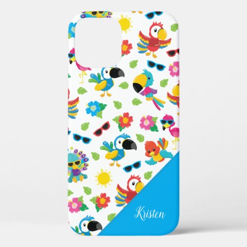 Beautiful Tropical Birds Colorful Paradise Pattern iPhone 12 Case