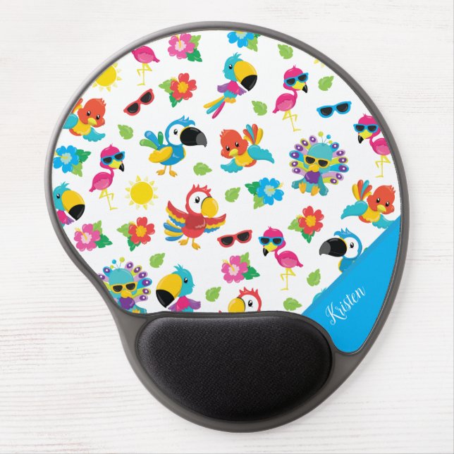 Beautiful Tropical Birds Colorful Paradise Pattern Gel Mouse Pad (Front)