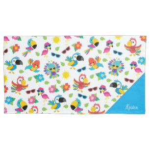 Beautiful Tropical Birds Colorful Paradise Pattern Pillow Case