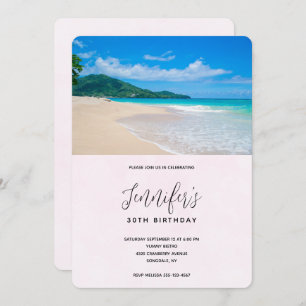 Beautiful Tropical Destination Beach Birthday Invitation