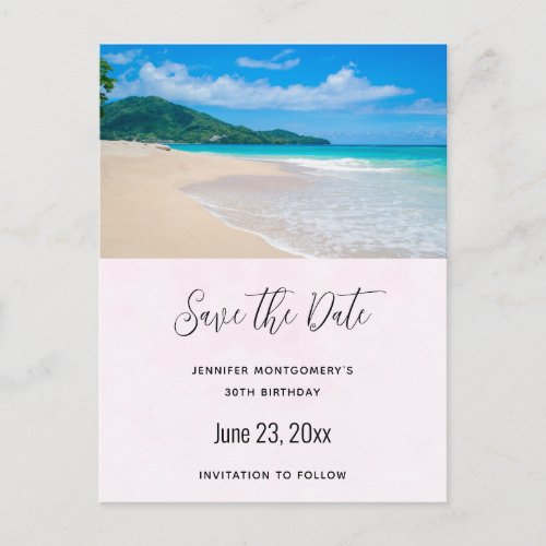 Beautiful Tropical Destination Beach Save the Date Invitation Postcard