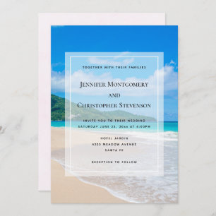 Beautiful Tropical Destination Sandy Beach Wedding Invitation