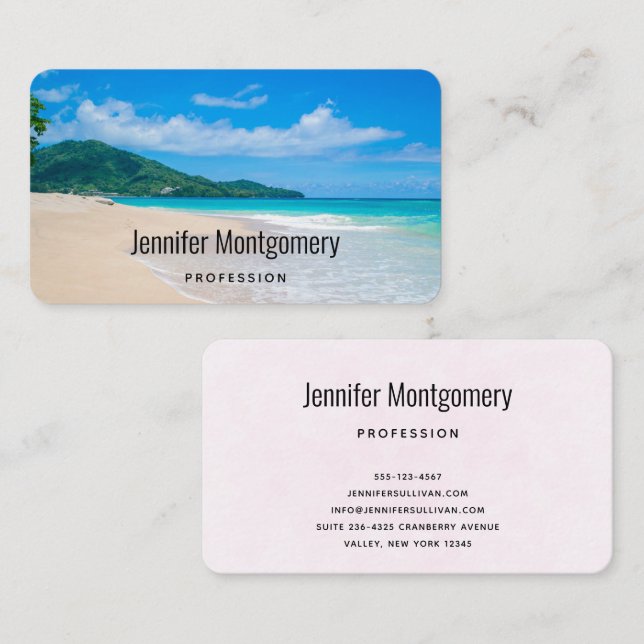 Beautiful Tropical Destination Scenic Beach Business Card (Front/Back)