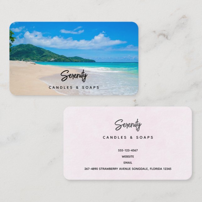 Beautiful Tropical Destination Scenic Beach Business Card (Front/Back)