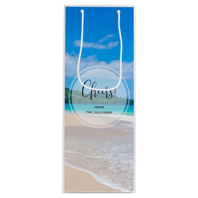 Beautiful Tropical Destination Scenic Beach Cheers Wine Gift Bag (Front)