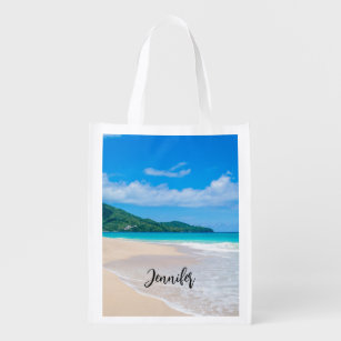 Beautiful Tropical Destination Scenic Beach Grocery Bag