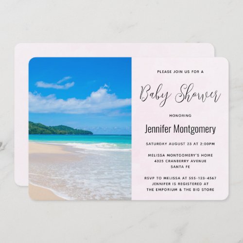 Beautiful Tropical Destination Scenic Beach Shower Invitation