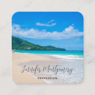 Beautiful Tropical Destination Scenic Beach Square Business Card