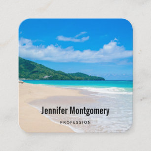 Beautiful Tropical Destination Scenic Beach Square Business Card