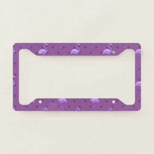 Beautiful Tropical Flamingo Dotted Artwork Pattern License Plate Frame