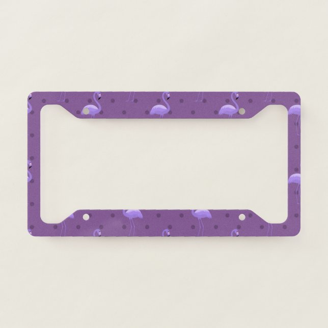 Beautiful Tropical Flamingo Dotted Artwork Pattern License Plate Frame (Front)