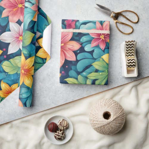 Beautiful Tropical Floral Design Wrapping Paper