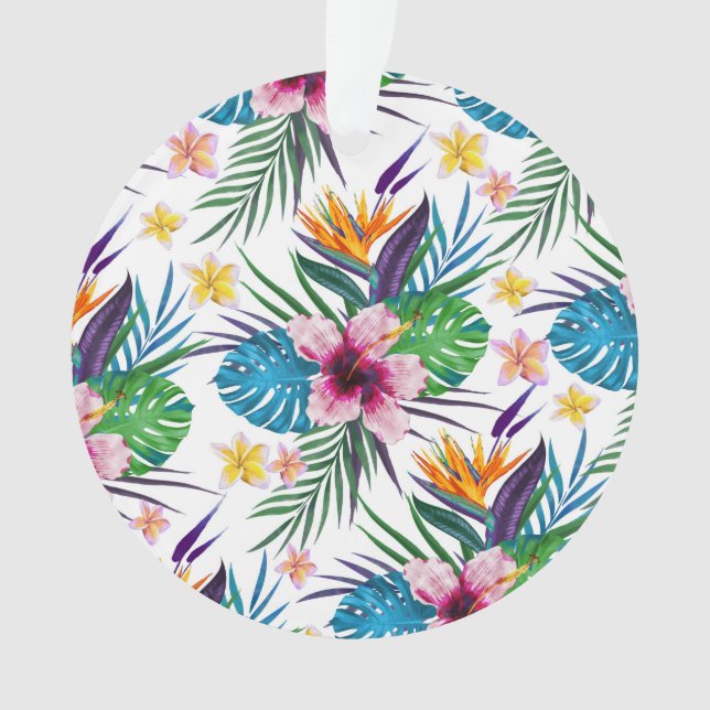 Beautiful tropical floral paint watercolors ornament (Front)