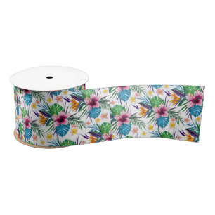 Beautiful tropical floral paint watercolors satin ribbon