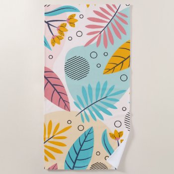 Beautiful Tropical Flowers And Leaves Botanical Beach Towel by ReligiousStore at Zazzle