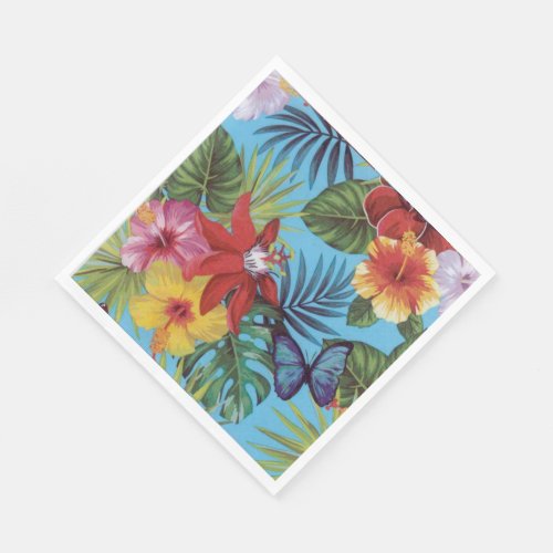 Beautiful Tropical Flowers  Palms Paper Napkins