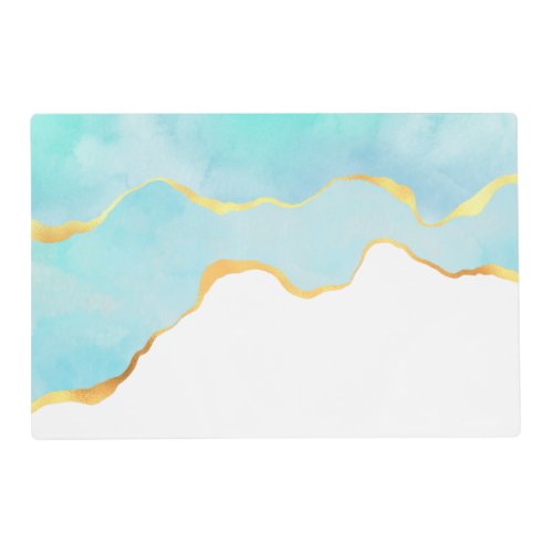Beautiful Tropical Green Blue with Gold Border Placemat