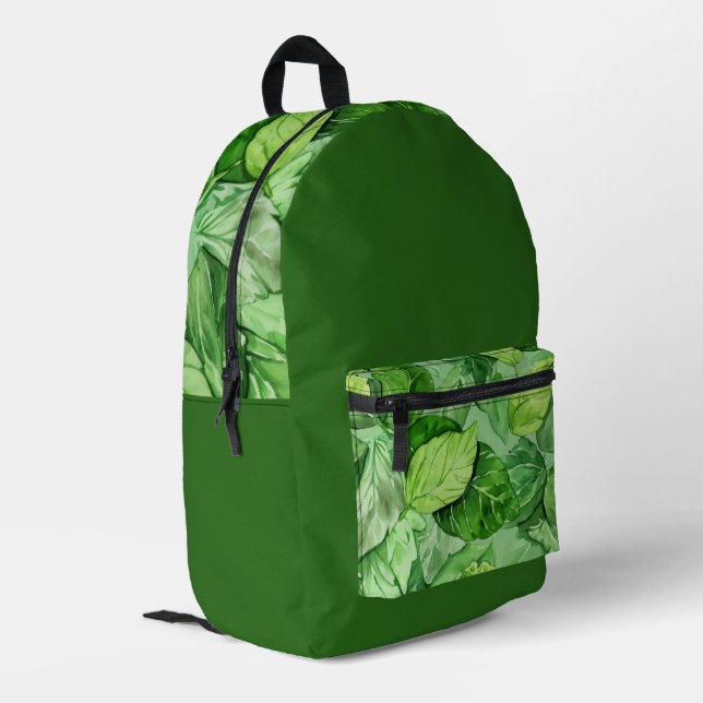 Beautiful Tropical Green Leaves Only  Printed Backpack (Back Corner Left)