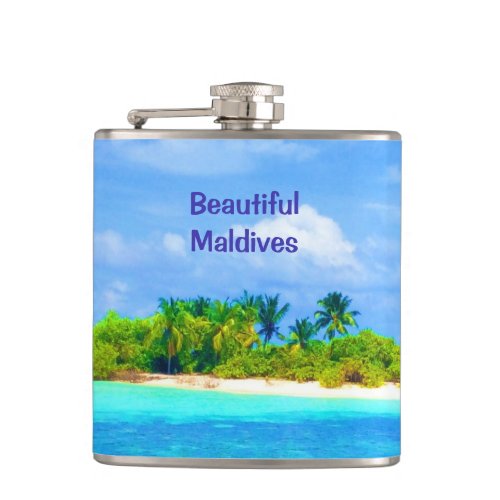 Beautiful Tropical Island in the Maldives Hip Flask