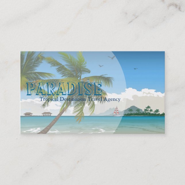 Beautiful Tropical Island Travel Agent Related Business Card (Front)
