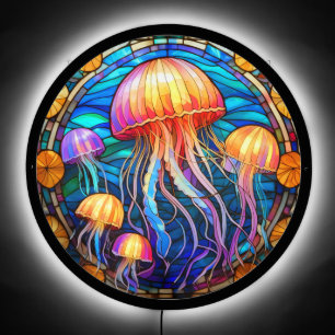 Beautiful tropical jellyfish stained glass art