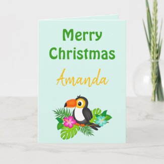 Beautiful Tropical Merry Christmas Toucan 