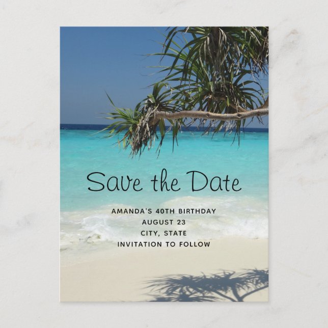 Beautiful Tropical Ocean Paradise Save the Date Invitation Postcard (Front)