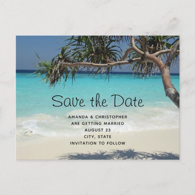 Beautiful Tropical Ocean Paradise Save the Date    Invitation Postcard (Front)