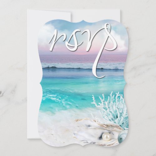 BEAUTIFUL TROPICAL OCEAN SUNRISE RSVP Wedding Invitation