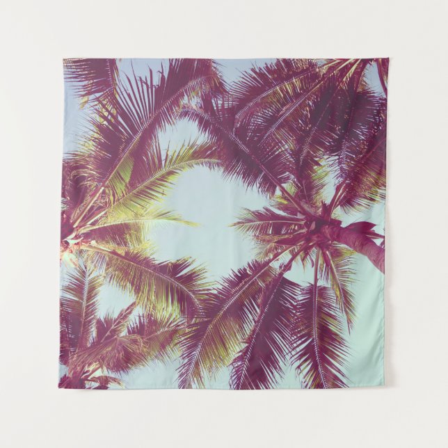 Beautiful tropical palm tree around beach sea ocea tapestry (Front)