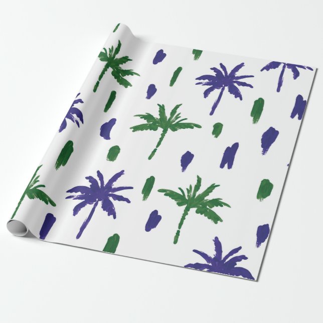 Beautiful tropical palm trees pattern wrapping paper (Unrolled)