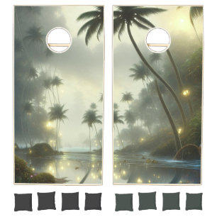 Beautiful Tropical Paradise Cornhole Set