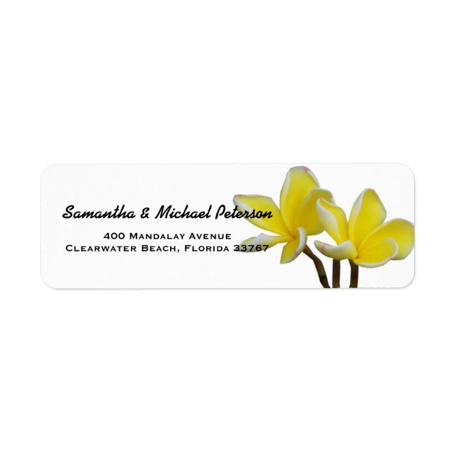 Beautiful Tropical Plumeria Flowers Label (Front)