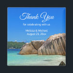Beautiful Tropical Sea Rocky Coast  Wedding Favor Magnet<br><div class="desc">A wedding thank you magnet with a photograph of a turquoise blue ocean beach with big rocks scattered along the coast. Bright and sunny tropical locale.</div>