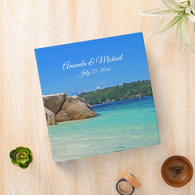 Beautiful Tropical Sea Rocky Coastline Wedding 3 Ring Binder (In Situ)