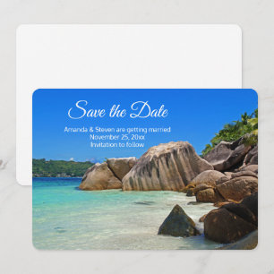 Beautiful Tropical Sea Rocky Coastline Wedding Save The Date