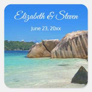 Beautiful Tropical Sea Wedding Square Sticker