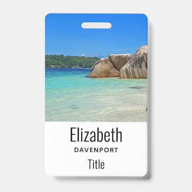 Beautiful Tropical Sea with a Rocky Beach Badge (Front)
