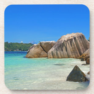 Beautiful Tropical Sea with a Rocky Beach Beverage Coaster
