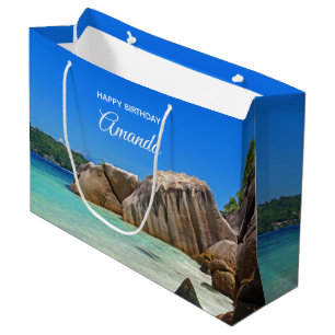 Beautiful Tropical Sea with a Rocky Beach Birthday Large Gift Bag