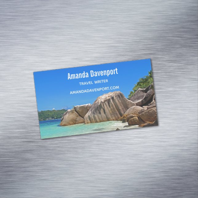 Beautiful Tropical Sea with a Rocky Beach Business Card Magnet (In Situ)